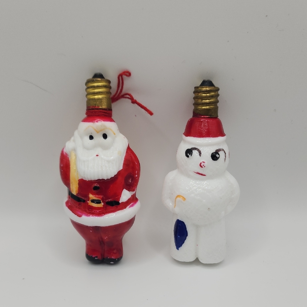 Vintage Milk Glass From 1950 Santa And Snowman